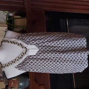 Rafaella Cream Smocked Sleeveless Tank Top